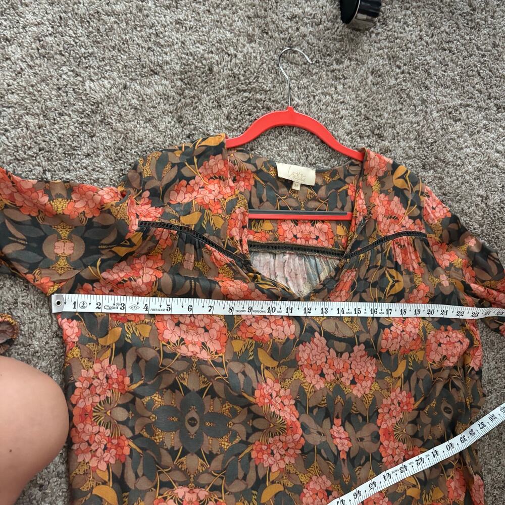 Anthropologie Love the Label Heloise Peasant Blouse Coral Boho Cottagecore M - Picture 5 of 12